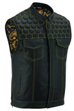 Auric Men's Genuine Leather Motorcycle Vest