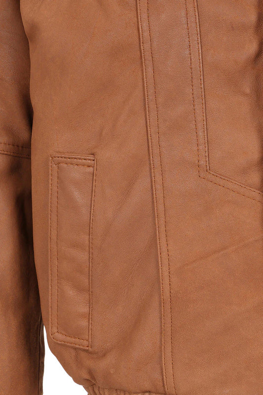 Men's Tan Brown Genuine Leather Motorcycle Jacket – Bomber Fit