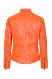 Women's Orange Genuine Leather Biker Jacket