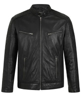 Men's Black Real Leather Biker Jacket – Refined Style