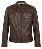 Men's Brown Genuine Leather Motorcycle Jacket – Timeless Style