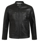 Men's Black Genuine Leather Biker Jacket – Classic Fit