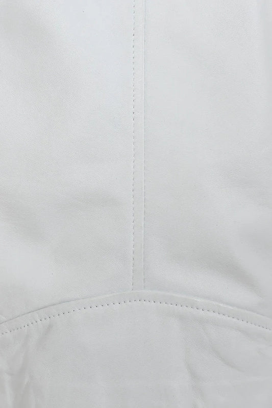 Women's White Genuine Leather Motorcycle Jacket
