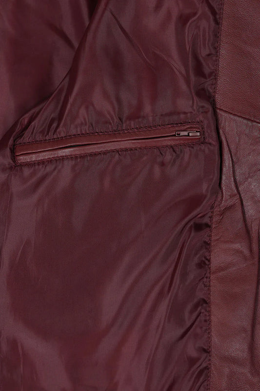 Men's Maroon Red Genuine Leather Motorcycle Jacket