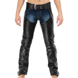 Dean Men's Black Genuine Leather Motorcycle Chaps