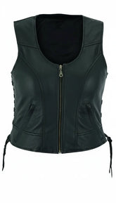Feather Women's Genuine Leather Motorcycle Vest