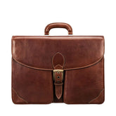 Men's full grain leather business briefcase handcrafted by SOVR Leather