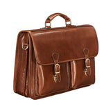 Men's full grain leather laptop briefcase handcrafted by SOVR Leather