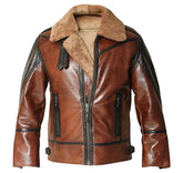 Mens Aviator Brown Shearling Leather Jacket