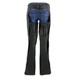 Premium Women's Black Leather Motorcycle Chaps with Studded Detail