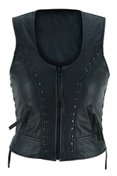 Raven Women's Genuine Leather Motorcycle Vest