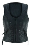 Raven Women's Genuine Leather Motorcycle Vest