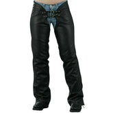 Women's genuine leather chaps handcrafted by SOVR Leather