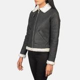 Black & White Leather Shearling Jacket