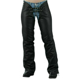 Horza Women's Black Genuine Leather Motorcycle Chaps