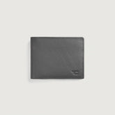 Men's grey full-grain cowhide leather bifold wallet front view by SOVR Leather