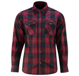 Men's red plaid cotton flannel shirt front view by SOVR Leather