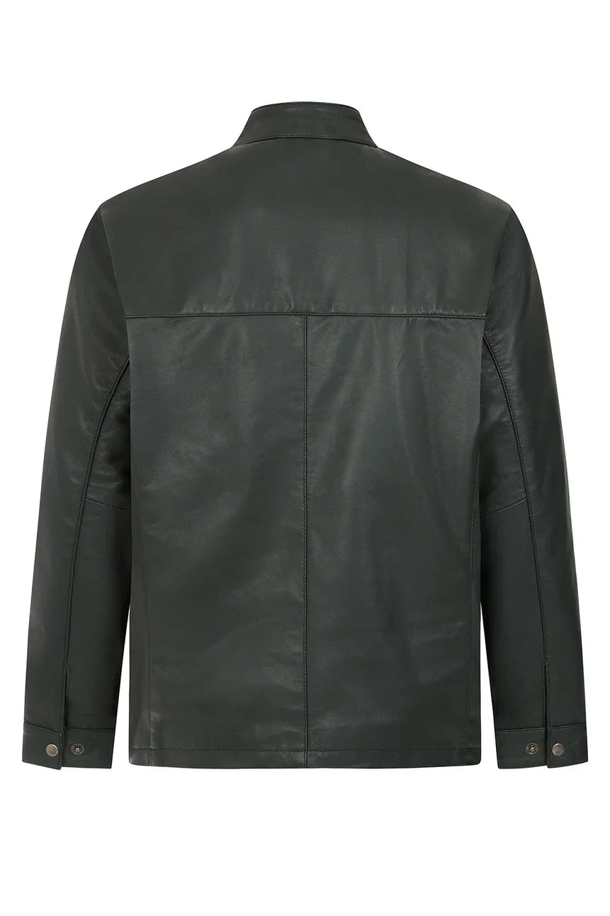 Men's Classic Green Genuine Leather Jacket