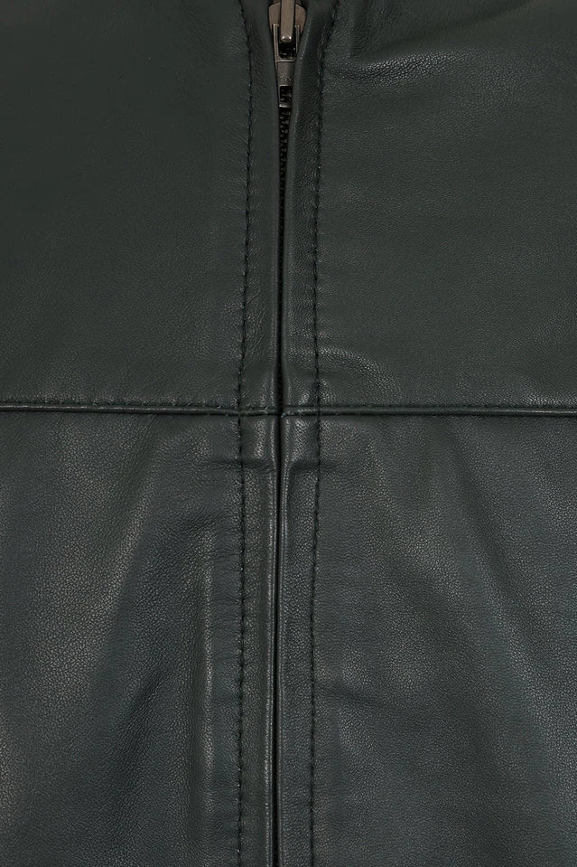 Men's Classic Green Genuine Leather Jacket