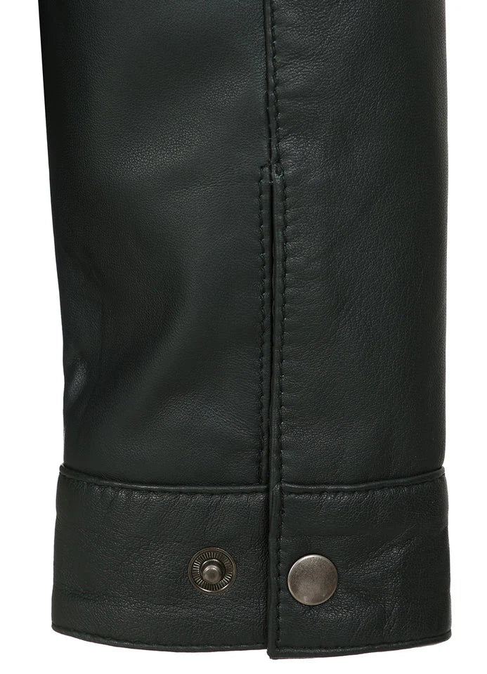 Men's Classic Green Genuine Leather Jacket