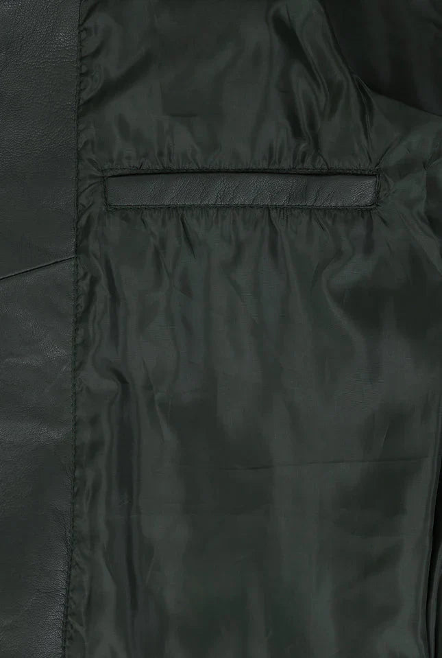 Men's Classic Green Genuine Leather Jacket