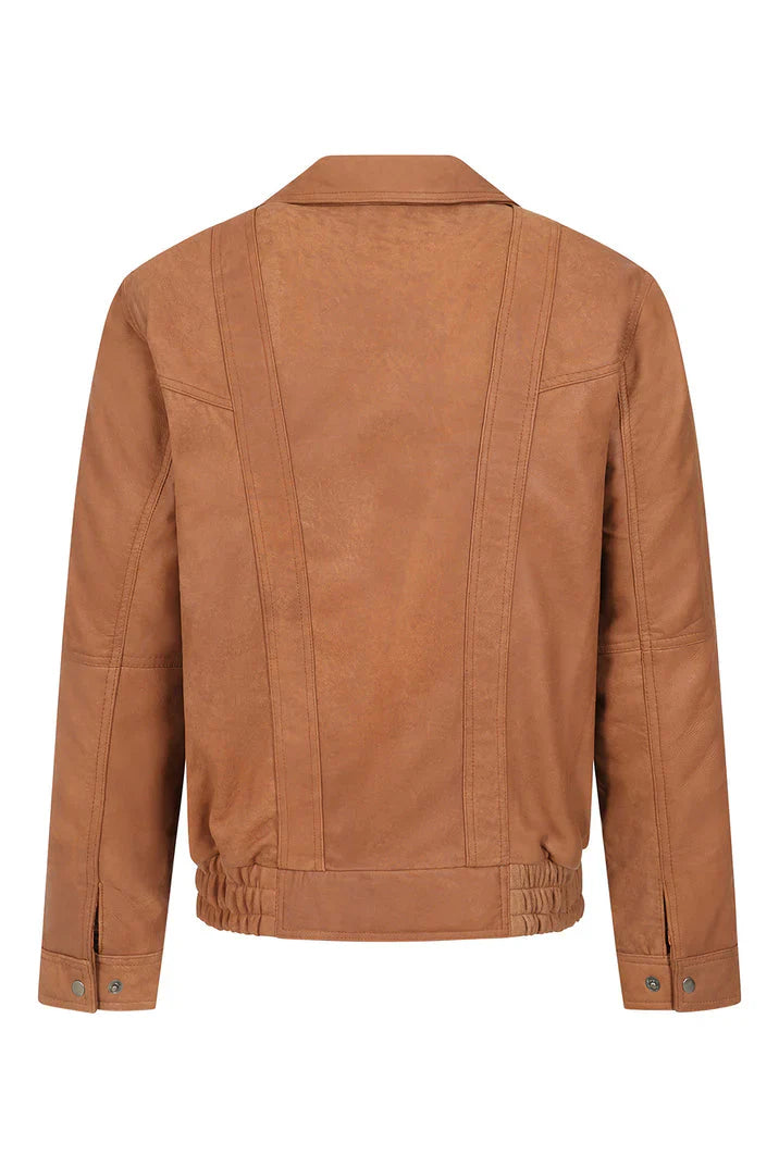 Men's Tan Brown Genuine Leather Motorcycle Jacket – Bomber Fit