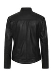 Women's Stand Collar Genuine Leather Motorcycle Jacket