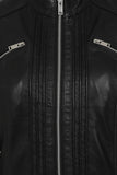 Women's Stand Collar Genuine Leather Motorcycle Jacket