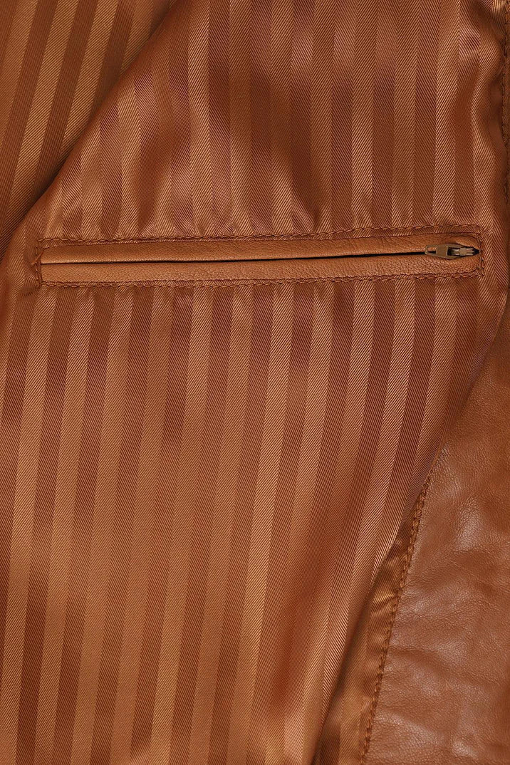Men's Tan Genuine Leather Bomber Jacket – Style & Comfort