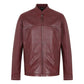 Men's Maroon Red Genuine Leather Motorcycle Jacket