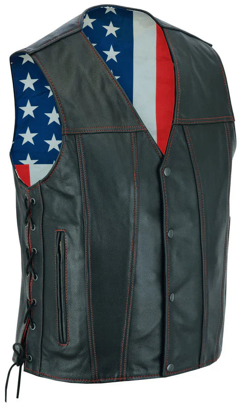 Honor Men's Genuine Leather Motorcycle Vest