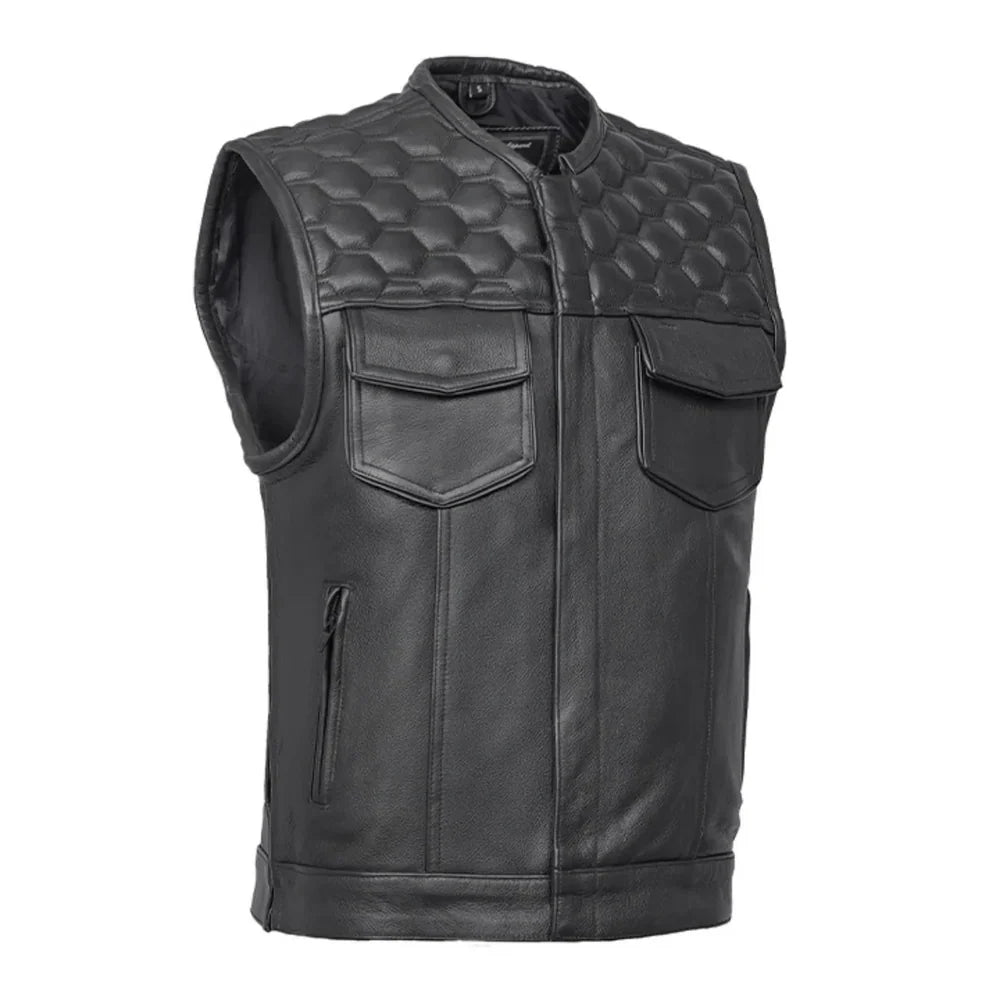 Neo Men's Genuine Leather Motorcycle Vest