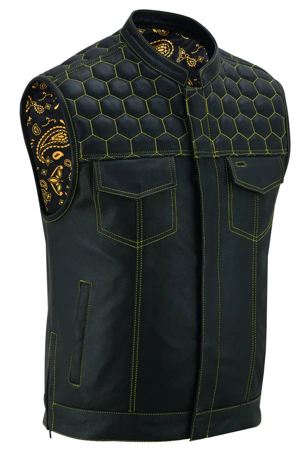 Auric Men's Genuine Leather Motorcycle Vest