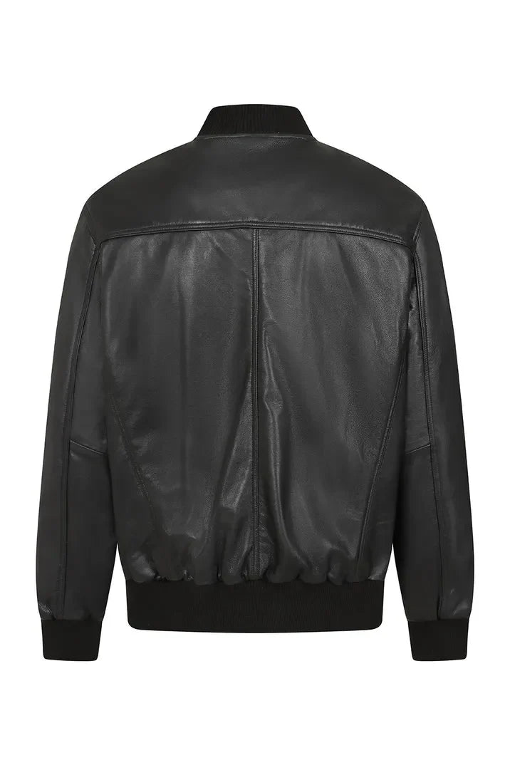 Men's Black Genuine Leather Bomber Jacket – Modern Edge