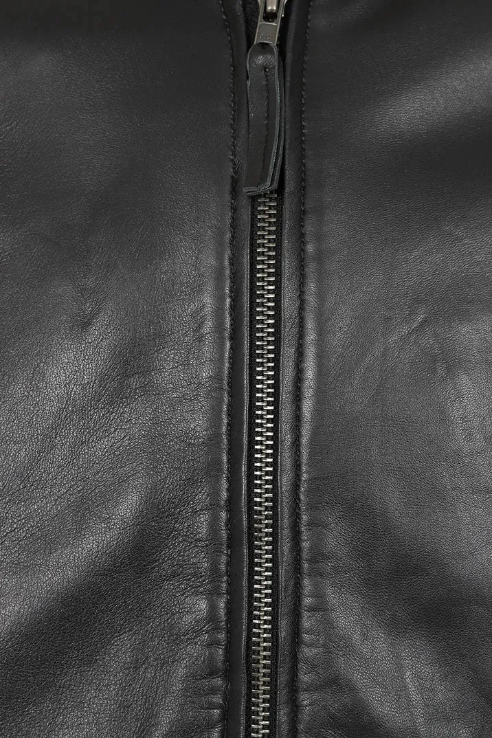 Men's Black Genuine Leather Bomber Jacket – Modern Edge