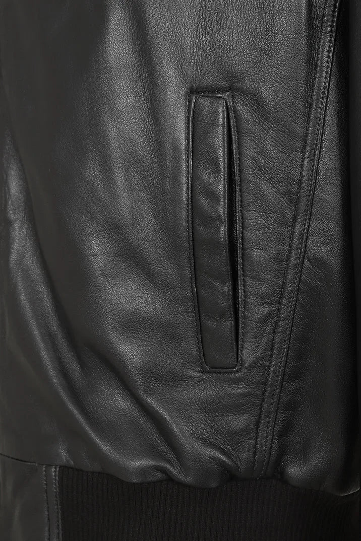 Men's Black Genuine Leather Bomber Jacket – Modern Edge