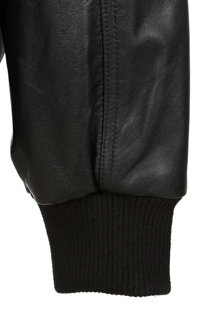Men's Black Genuine Leather Bomber Jacket – Modern Edge