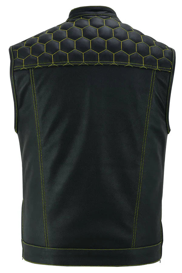 Auric Men's Genuine Leather Motorcycle Vest