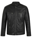 Men's Black Real Leather Biker Jacket – Refined Style