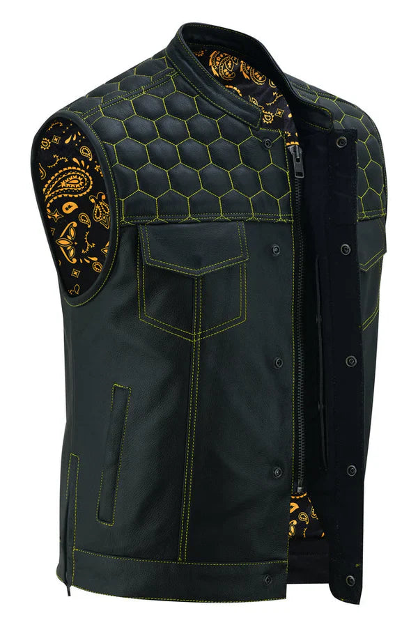 Auric Men's Genuine Leather Motorcycle Vest