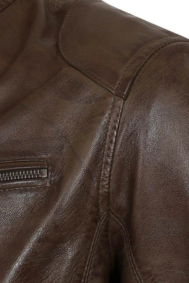 Men's Brown Genuine Leather Motorcycle Jacket – Timeless Style