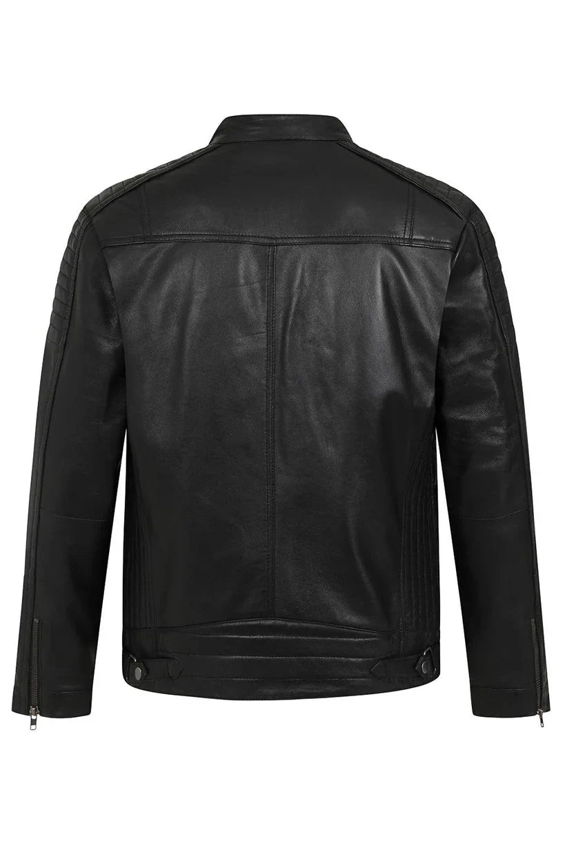 Men's Black Real Leather Biker Jacket – Refined Style