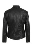 Women's Petite Black Genuine Leather Motorcycle Jacket