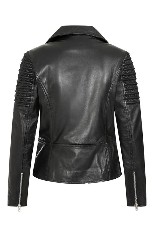 Women's Finest Genuine Black Leather Motorcycle Jacket