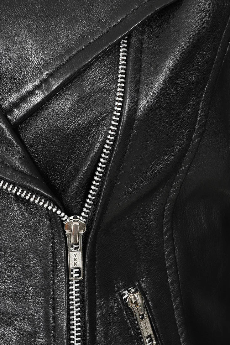 Women's Finest Genuine Black Leather Motorcycle Jacket