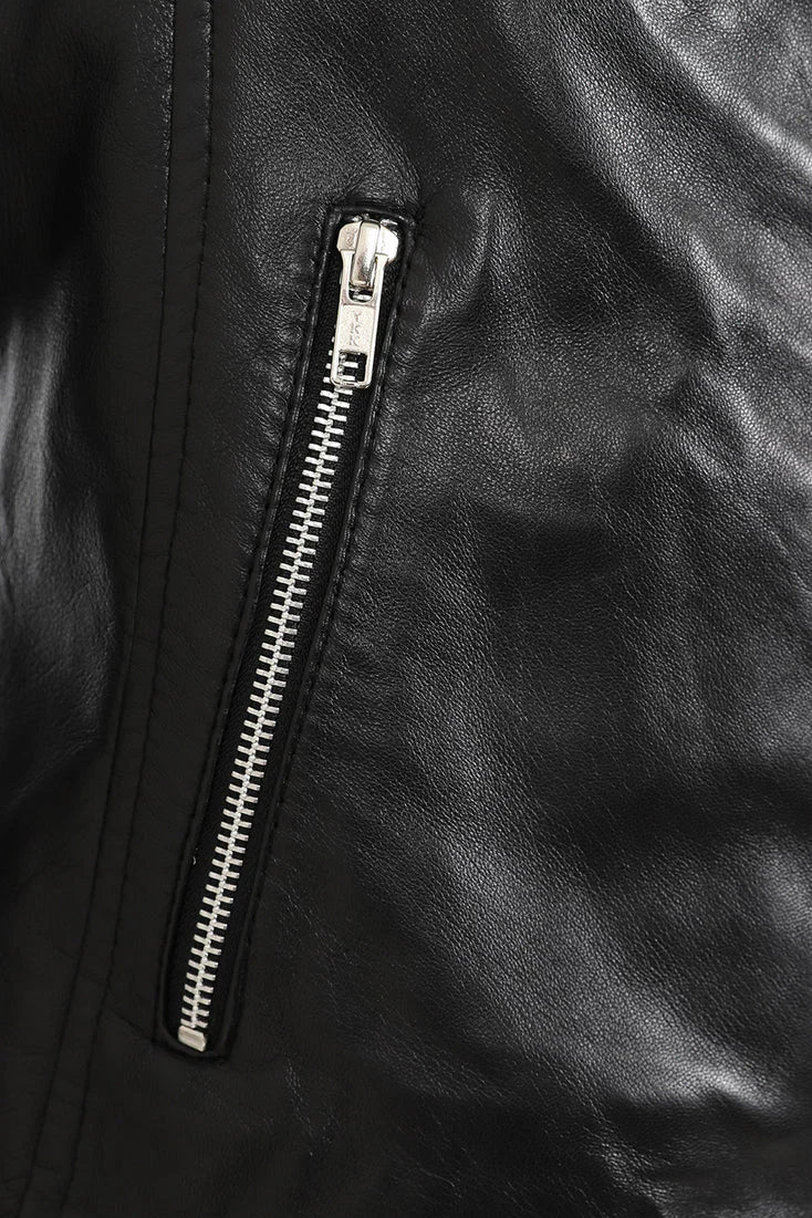 Women's Finest Genuine Black Leather Motorcycle Jacket