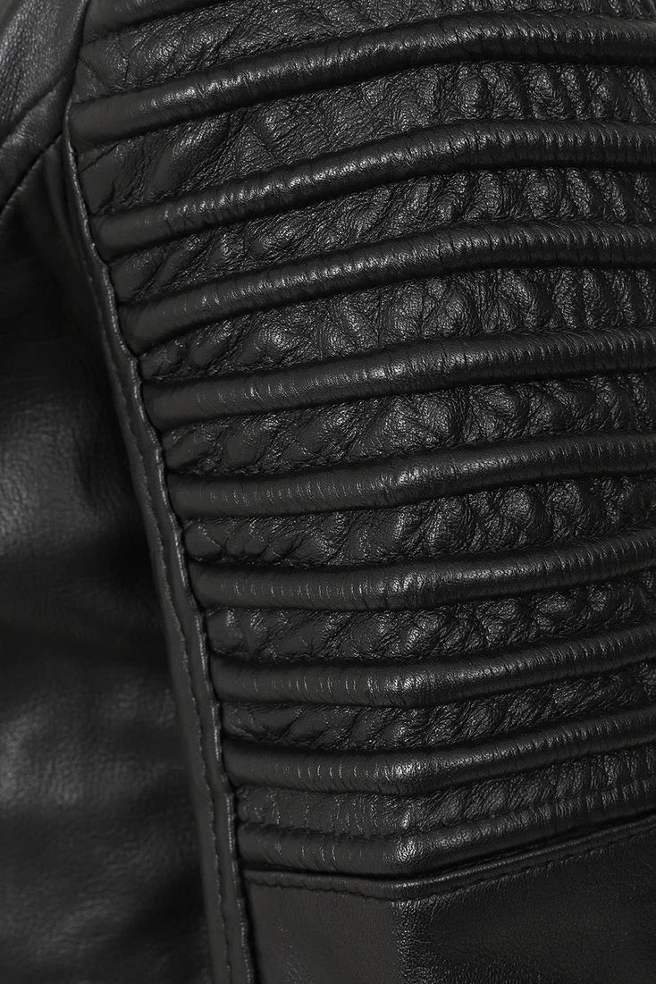 Women's Finest Genuine Black Leather Motorcycle Jacket