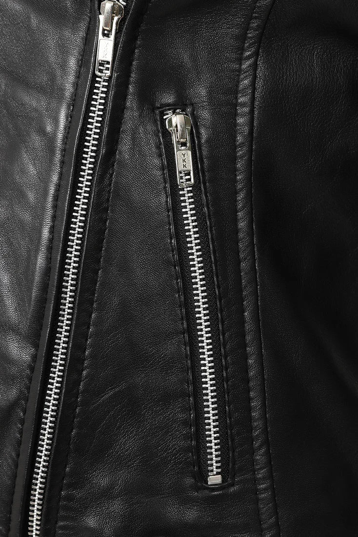 Women's Finest Genuine Black Leather Motorcycle Jacket