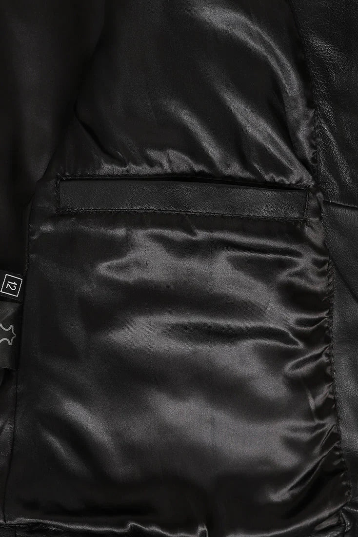Women's Finest Genuine Black Leather Motorcycle Jacket