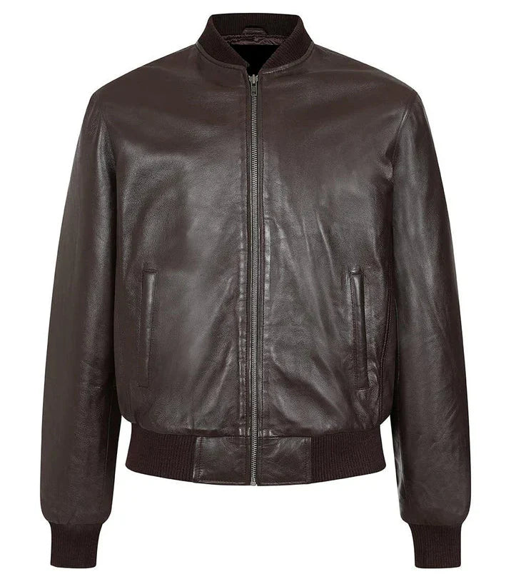 Men's Classic Genuine Leather Bomber Jacket